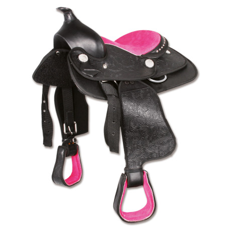 SYNTHETIK WESTERNSATTEL THINK PINK, FÜR PONY
