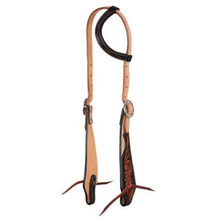 Bride western 1 oreille floral foncé